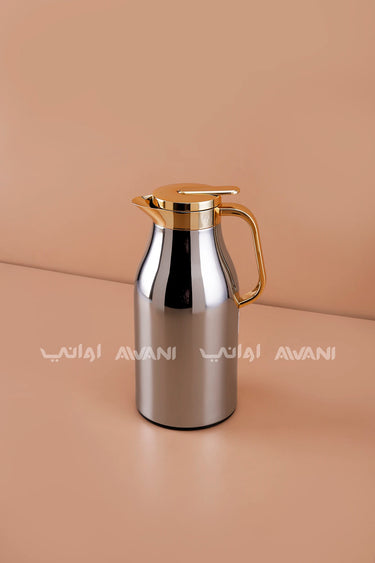 Elegant 1.5L Thermal Carafe - Keep Drinks Hot or Cold -Silver and Gold