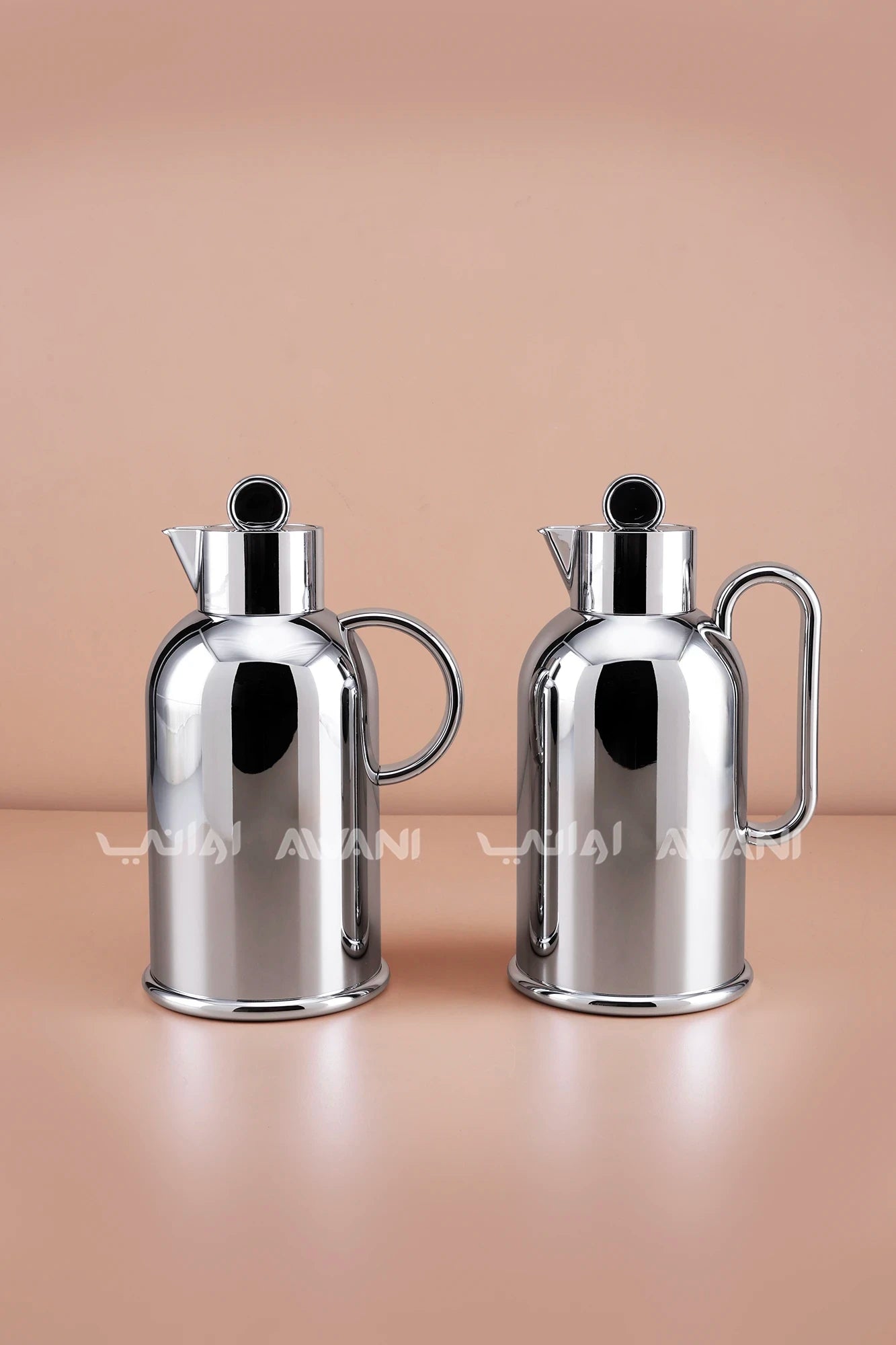 Vacuum Flask Set – Set of 2 (Coffee & Tea ) - 1 L -Silver/Black ...