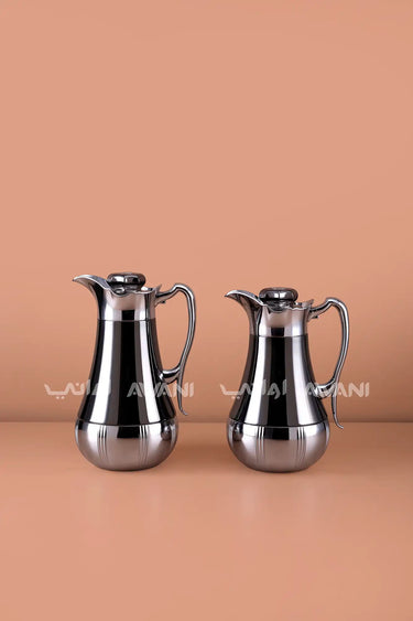 Silver and Black Insulated Flask Set (1.0L & 0.7L)