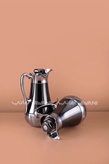 Silver and Black Insulated Flask Set (1.0L & 0.7L)