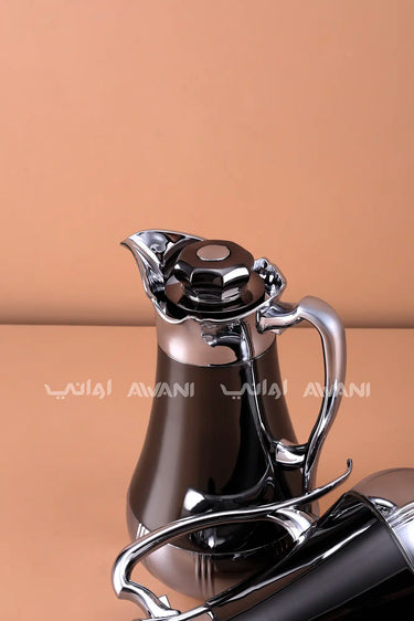 Silver and Black Insulated Flask Set (1.0L & 0.7L)