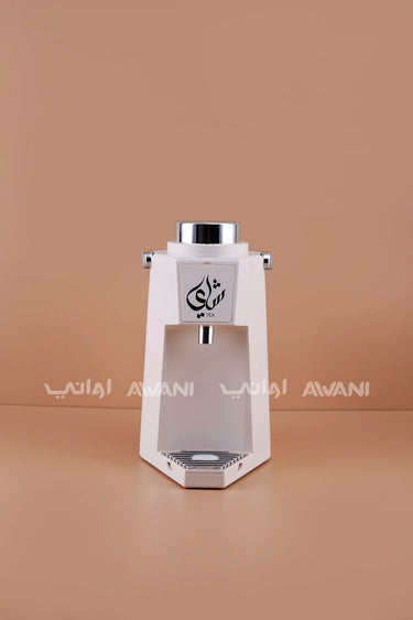 1.9L Thermal Beverage Flask Dispenser - Beige with Silver Accents.
