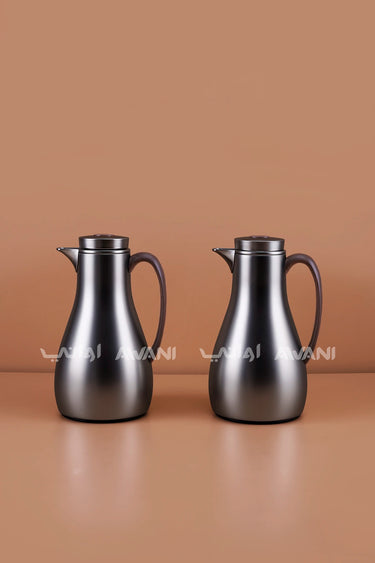 Thermal Vacuum Flask Set - 1.0L / 1.0L (Matte metal / Titanium Grey & Dark Wood Handle)