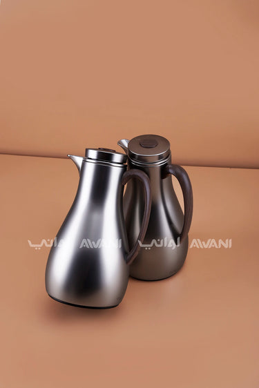 Thermal Vacuum Flask Set - 1.0L / 1.0L (Matte metal / Titanium Grey & Dark Wood Handle)