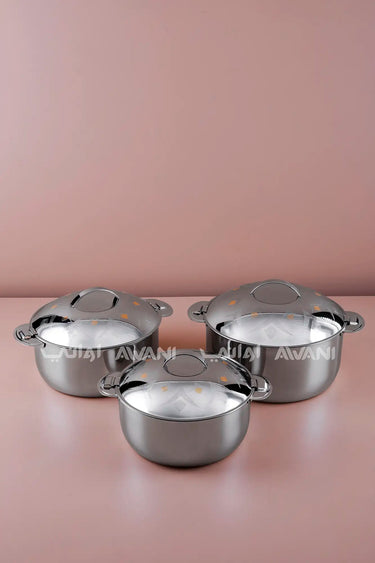 3-Piece Silver & Gold Stainless Steel Hot Pot Set – 2.5/3.5/5
