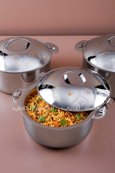 3-Piece Silver & Gold Stainless Steel Hot Pot Set – 2.5/3.5/5