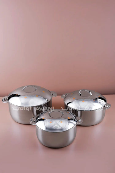 3-Piece Silver and gold Stainless Steel Hot Pot Set – 5/7.5/10