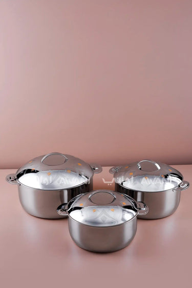 3-Piece Silver & Gold Stainless Steel Hot Pot Set – 3.5/5/7.5