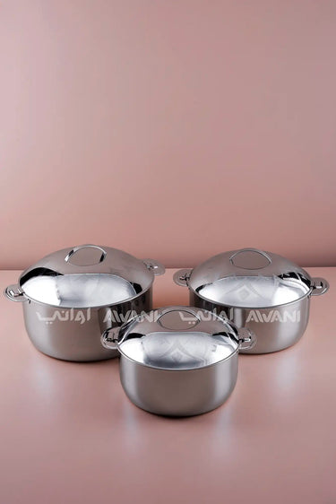 3-Piece Silver  Stainless Steel Hot Pot Set –   5/7.5/10 L