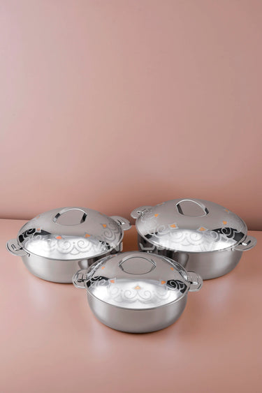 4/6/8  3-Piece Stainless Steel Silver and Gold Hot Pot Set