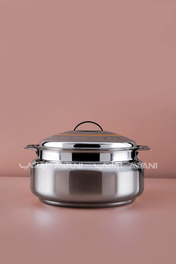 Stainless Steel Serving Pot (Gold & Silver Design) - 2500 ML