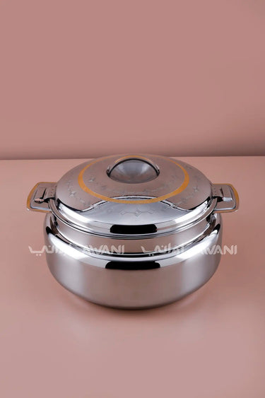 Stainless Steel Serving Pot (Gold & Silver Design) - 2500 ML