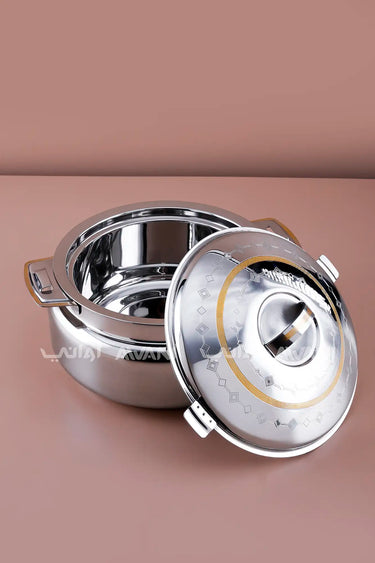 Stainless Steel Serving Pot (Gold & Silver Design) - 2500 ML