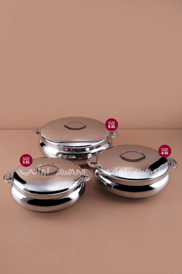3-Piece Stainless Steel Hot Pot Set - Keep Your Meals Warm (3L, 4L, 6L) - Plain