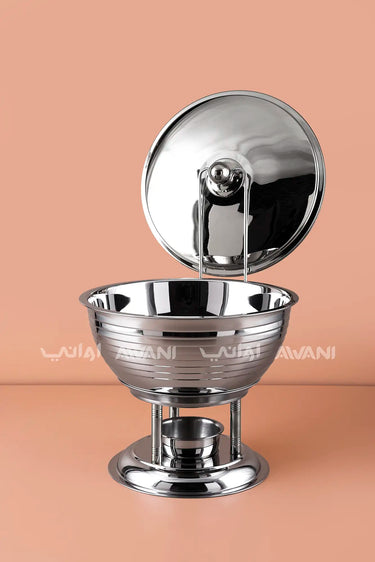 6L Round Silver Soup Warmer / Chafing Dish