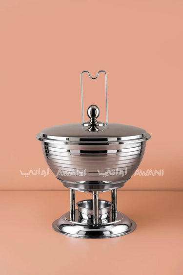 6L Round Silver Soup Warmer / Chafing Dish