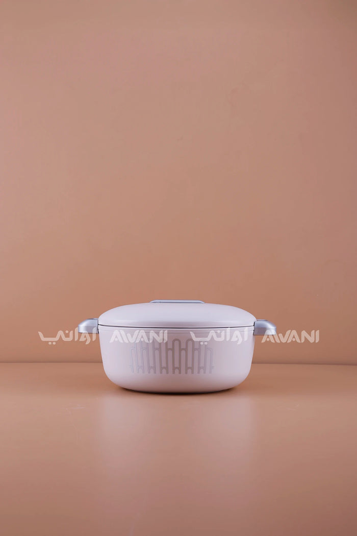 2.3L Round Ceramic Food Warmer with(Beige & White)