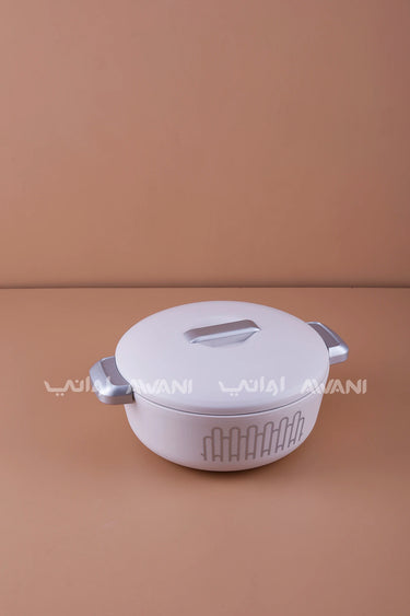 2.3L Round Ceramic Food Warmer with(Beige & White)