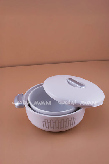 2.3L Round Ceramic Food Warmer with(Beige & White)