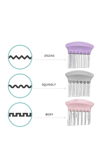 Food Crinkle Cutters Make Healthy Snacks Fun-3 Pcs (gray, pink, and purple)