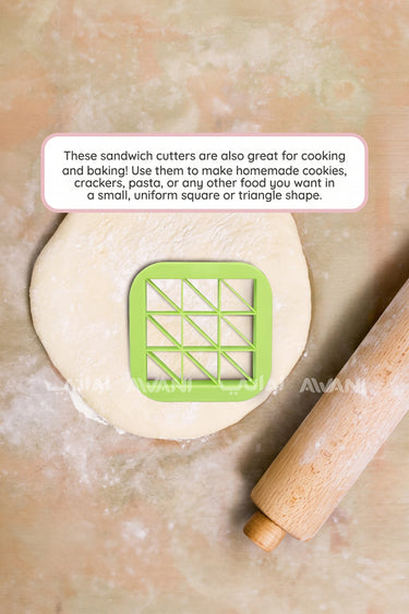 Bite-Sized Sandwich Cutter Set: Mini Squares & Triangles (Teal/Green)