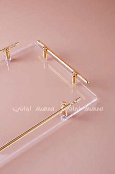 Clear Acrylic Tray with Gold Handles - Rec - S