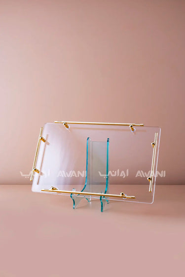 Clear Acrylic Tray with Gold Handles - Rec - S