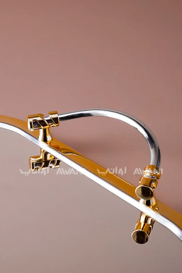 Silver & Gold Rim Mirrored Serving Tray - M
