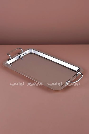Rectangular Stainless Steel Serving Tray with Handles
