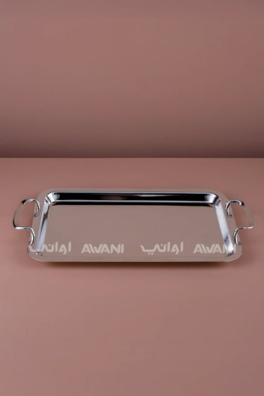 Rectangular Stainless Steel Serving Tray with Handles