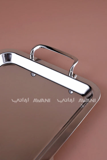Rectangular Stainless Steel Serving Tray with Handles