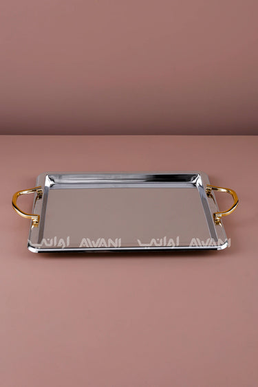 Rectangular Serving Tray with Gold Handle