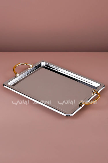 Rectangular Serving Tray with Gold Handle