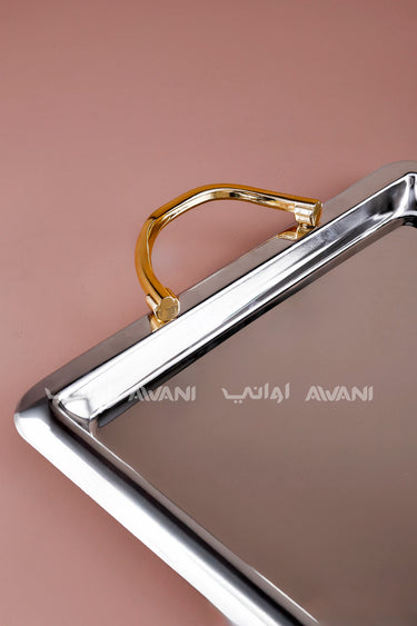 Rectangular Serving Tray with Gold Handle