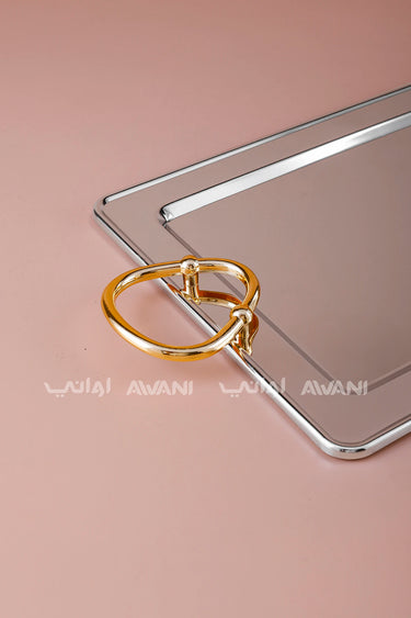 Rectangular Serving Tray with Gold Handle