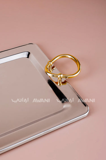 Rectangular Serving Tray with Gold Handle