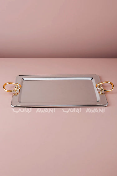 Rectangular Serving Tray with Gold Handle