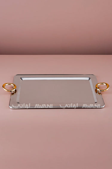 Rectangular Serving Tray with Gold Handle