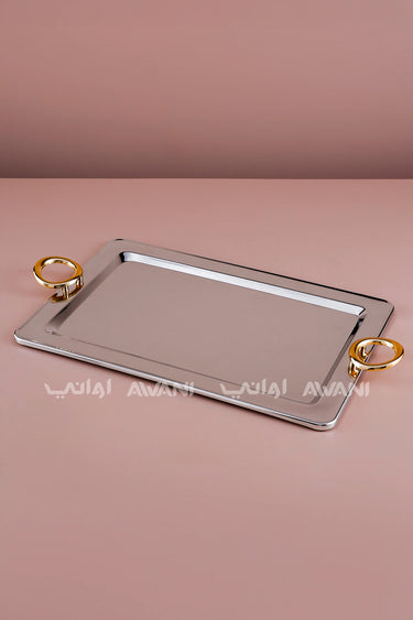 Rectangular Serving Tray with Gold Handle