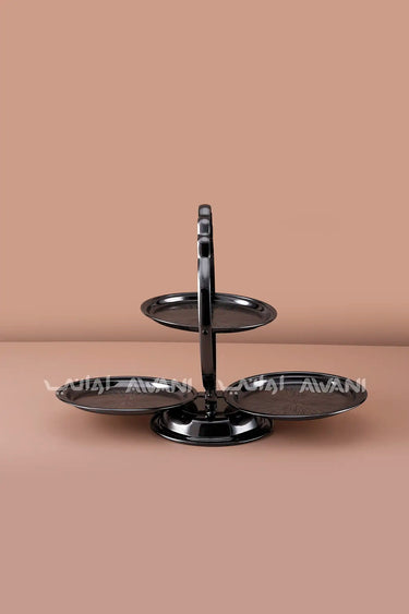Three-tier folding dessert stand  - Black