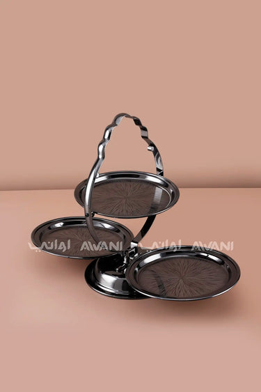 Three-tier folding dessert stand  - Black