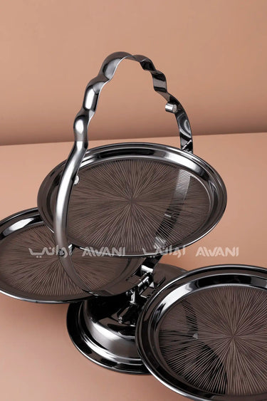 Three-tier folding dessert stand  - Black
