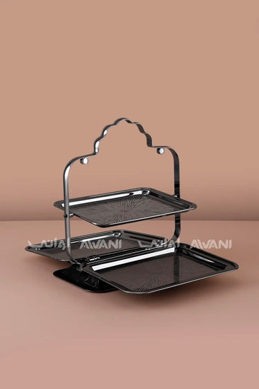 Three-tier folding dessert stand - Black