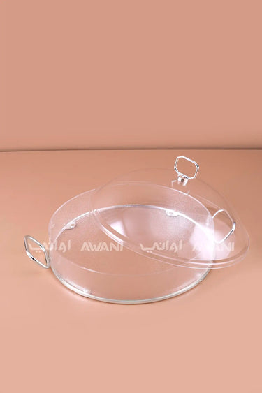 Clear Acrylic Food Cover M – Dome Lid with Silver Handles
