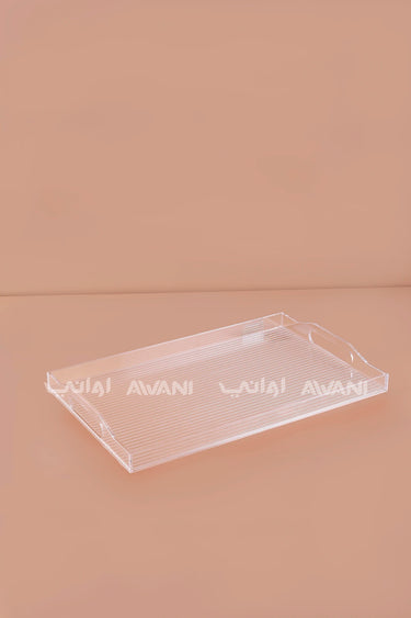 Clear Ribbed Acrylic Serving Tray Clear & Handles – 45*29CM