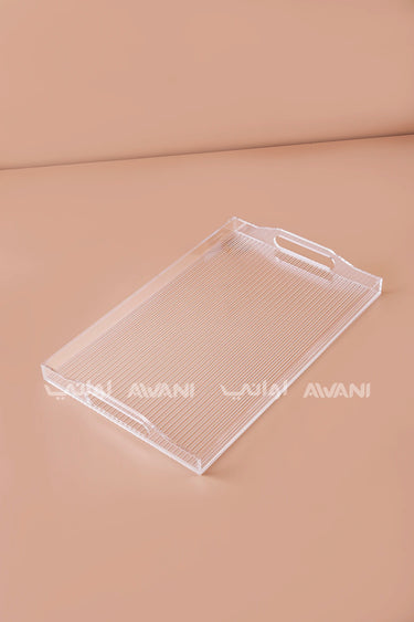 Clear Ribbed Acrylic Serving Tray Clear & Handles – 45*29CM
