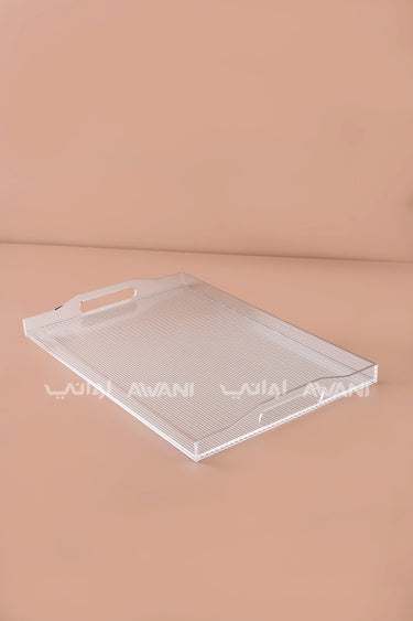 Clear Ribbed Acrylic Serving Tray Clear & Handles – 48.5*31CM