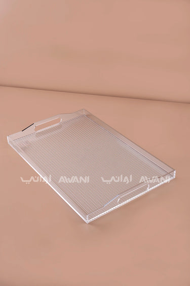 Clear Ribbed Acrylic Serving Tray Clear & Handles – 48.5*31CM