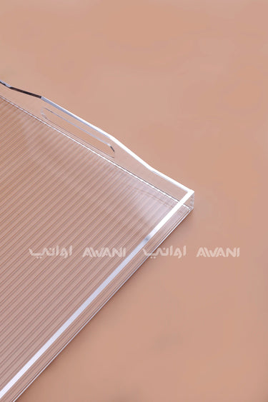 Clear Ribbed Acrylic Serving Tray Clear & Handles – 48.5*31CM