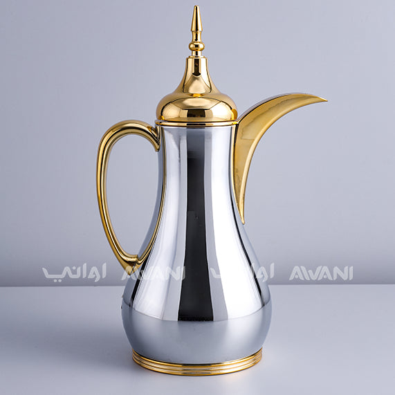 Arabic Vacuum Flask 1L | Leakproof Arabic Thermos keeps your Beverages Hot for long time | Silver and Gold